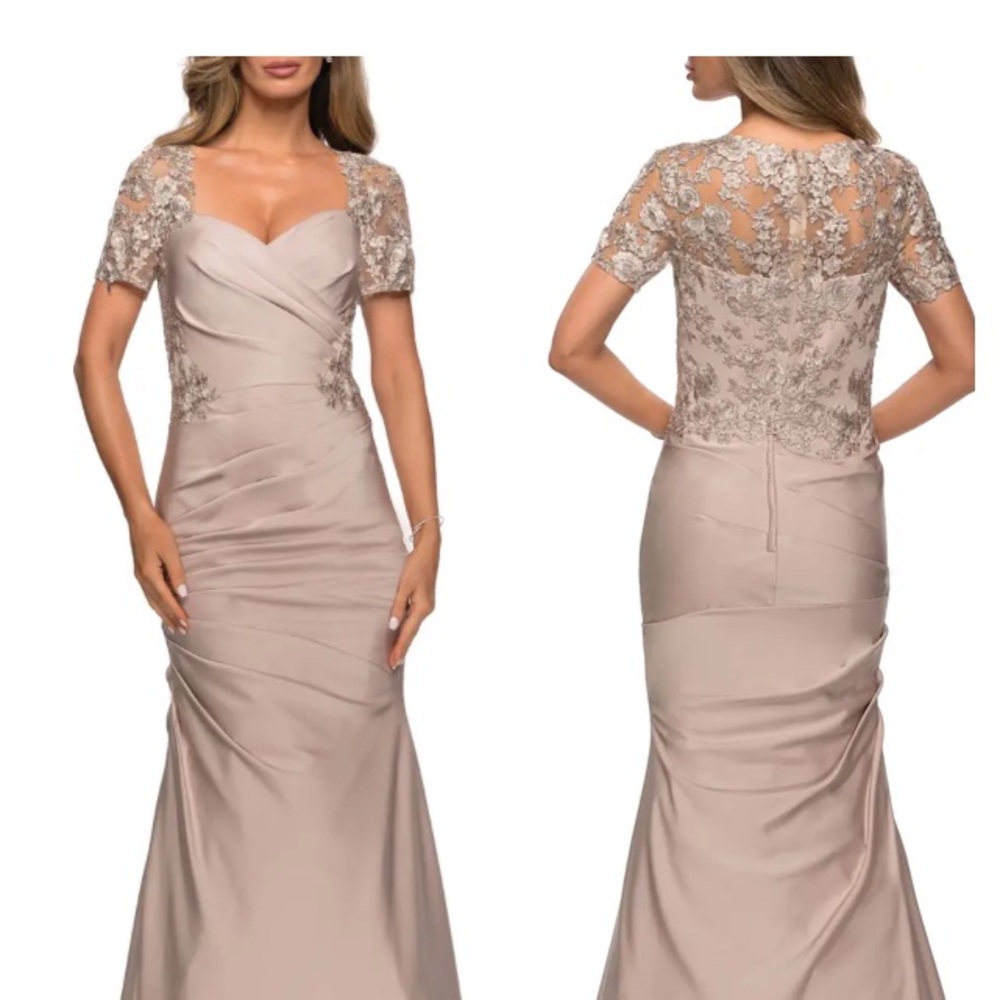 La Femme Elegant Maxi Dress in Cream